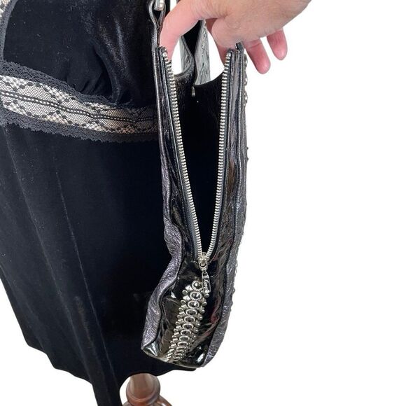 Kippys Y2K Iridescent Holo Leather Swarovski Crystal Embellished Shoulder Bag - Picture 12 of 16